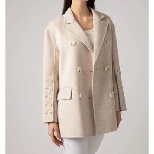 QUAINT‎ durlana 100% Wool Cream Checkered Patchwork Short Coat sz XS (32)